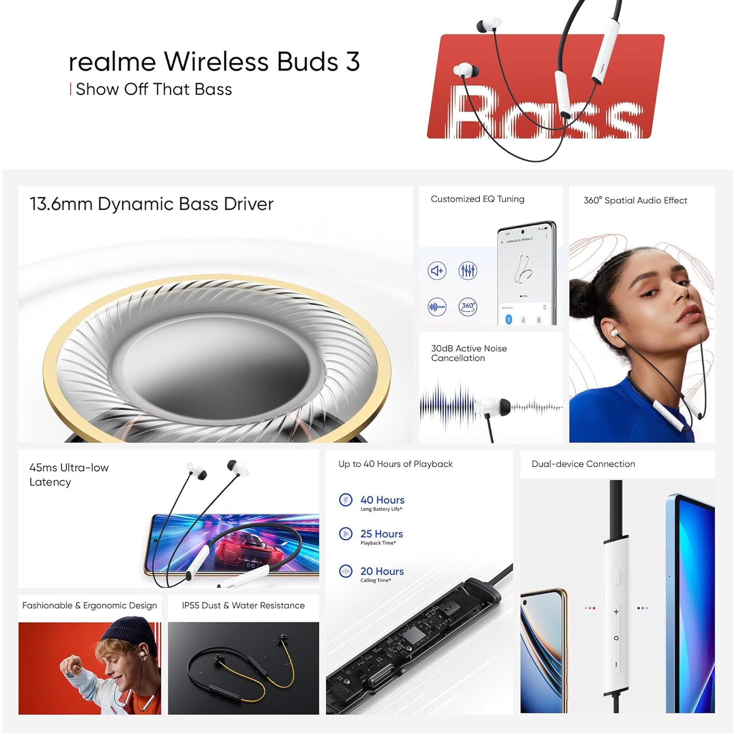 Real me Buds Wireless 3 in-Ear Bluetooth Headphones White